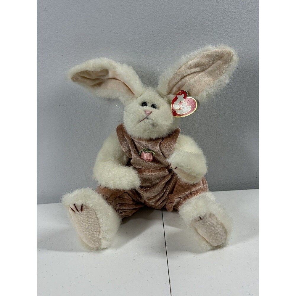 TY Attic Rabbit SaraUpturned Face Bendable Ears Velvety Jumpsuit Jointed 14"